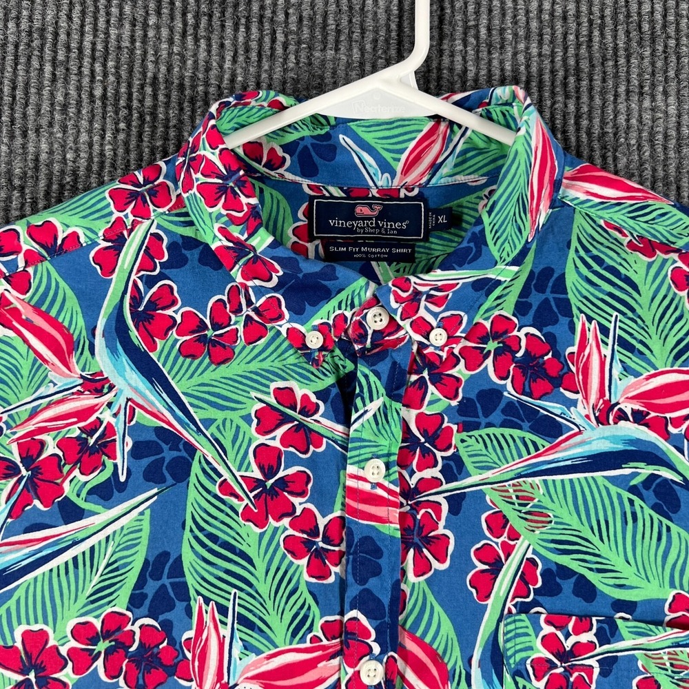 Vineyard Vines Shirt‎ Mens XL Extra Large Hawaiian Short Sleeve Slim Fit Button